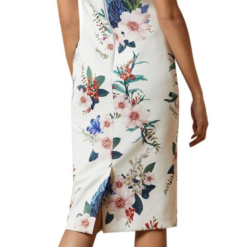 Ted Baker Sharley Jamboree Cap Sleeve Satin Floral Designer Dress US4 - Picture 2 of 16